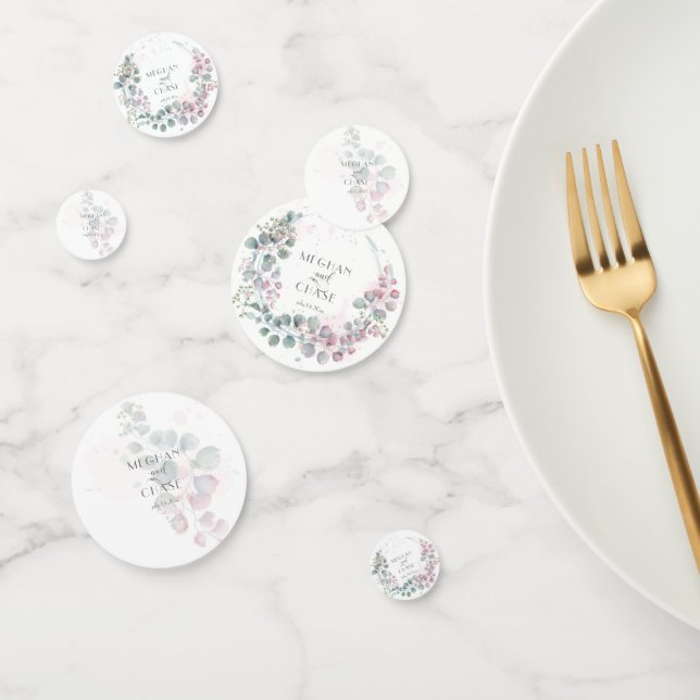 Confeti Eucalipto rosa y verde bonito (Grupo)