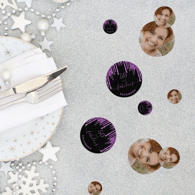 Confeti Fabuloso cumpleaños moda de foto purpurina morado  (Subido por el creador)