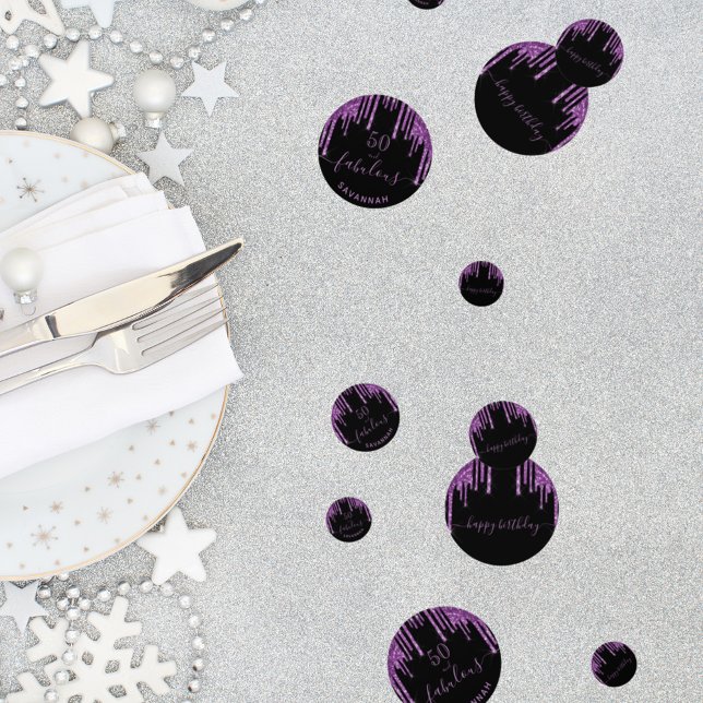 Confeti Fabuloso cumpleaños purpurina morado negro moda mo (Subido por el creador)
