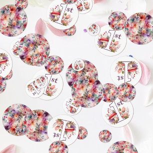 Confeti Fairy First Birthday Enchanted Floral Watercolor