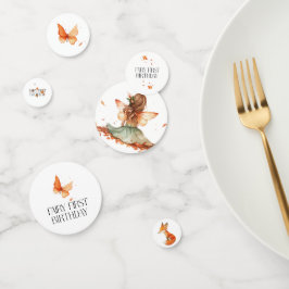 Confeti Fall Fairy First Birday Gracias con un Fox