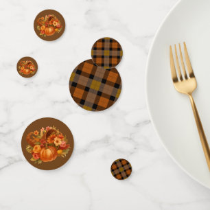 Confeti Fall Harvest Plaid Y Cornucopia