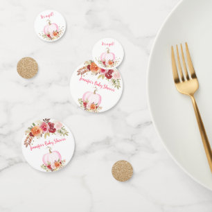 Confeti Fall Pumpkin Floral Rosa & Gold Baby Shower