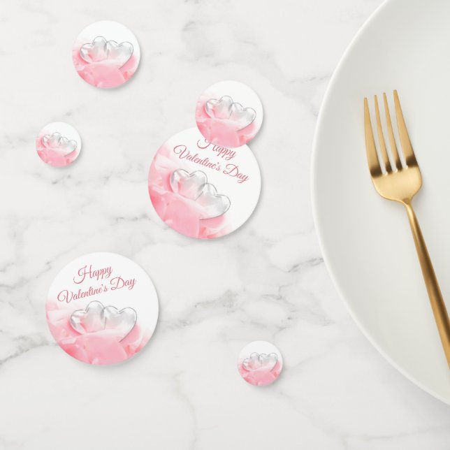 Confeti Felices corazones románticos de vidrio en San Vale (Grupo)