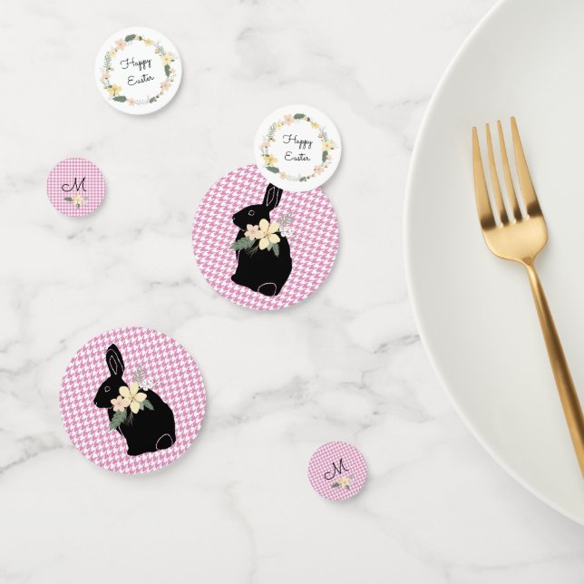 Confeti Felices Flores de Silhouette Bunny de Pascua (Grupo)