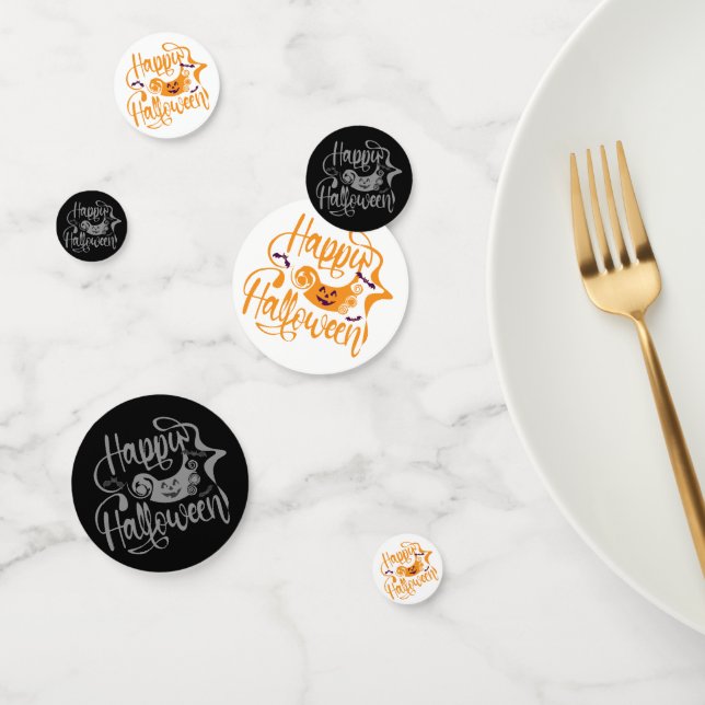 Confeti Felices murciélagos de Halloween jack o lantern (Grupo)