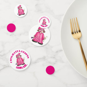 Confeti Felicitaciones Chica de Graduación Graduado Cap Go