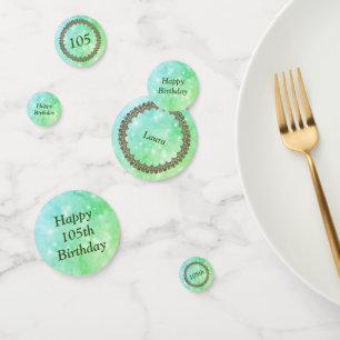 Confeti Feliz 105º cumpleaños del verde brillante personal