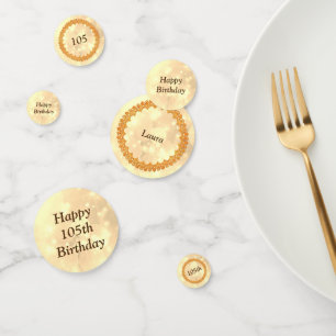 Confeti Feliz 105 cumpleaños del oro brillante personaliza