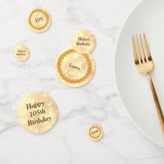 Confeti Feliz 105 cumpleaños del oro brillante personaliza