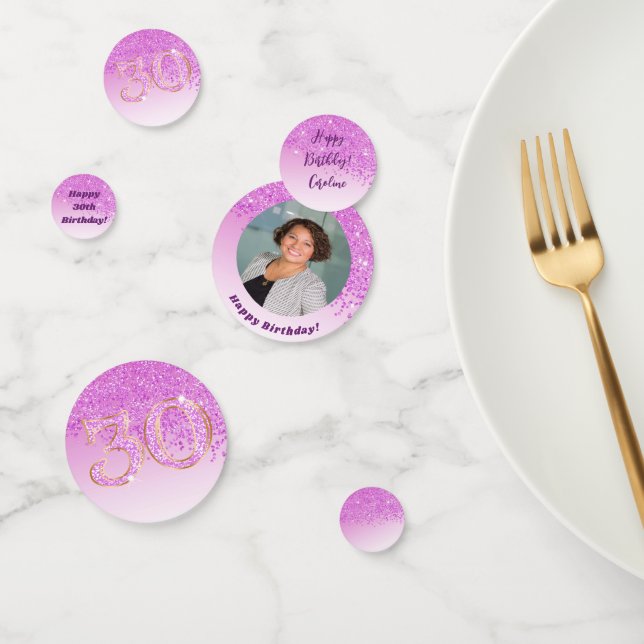 Confeti Feliz 30 aniversario de Moda de Purpurina Rosa caí (Grupo)