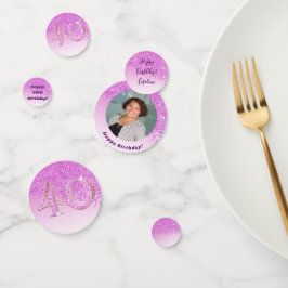 Confeti Feliz 40.ª Moda de cumpleaños Purpurina rosado