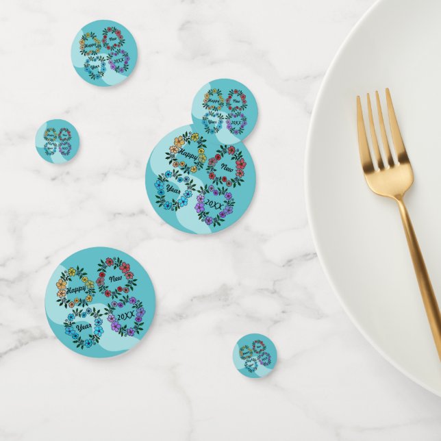 CONFETI FELIZ AÑO NUEVO 20XX PERSONALIZADO Y LUMINOSAS DE  (Grupo)