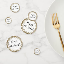 Confeti Feliz Año Nuevo dispersión oro y blanco