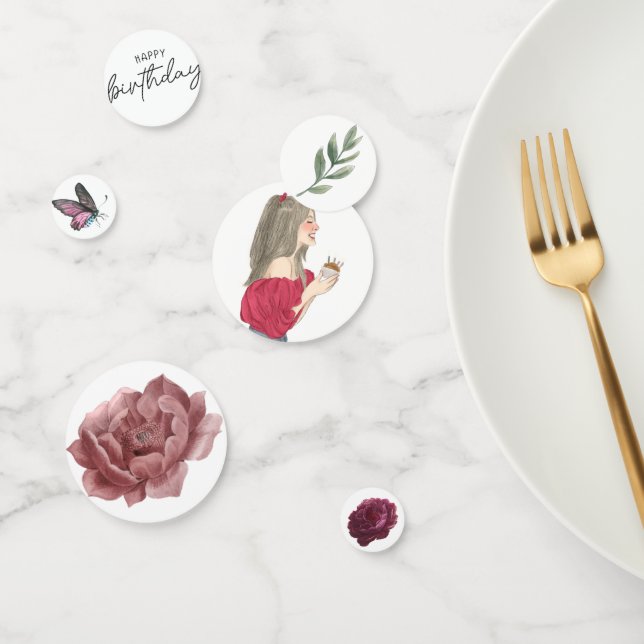 Confeti Feliz chica de cumpleaños (Grupo)