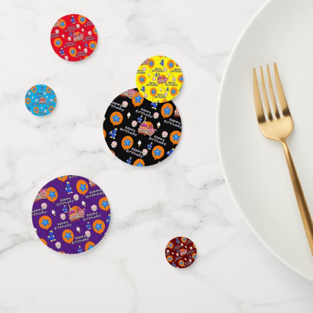 Confeti Feliz cuarto cumpleaños Confetti, #4 cumpleaños (Grupo)