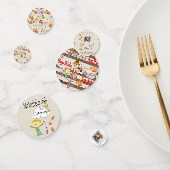 Confeti Feliz cumpleaños deseando un perro (Grupo)