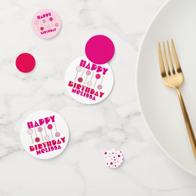 Confeti Feliz cumpleaños, Fiesta Rosa, celebración de copa (Grupo)