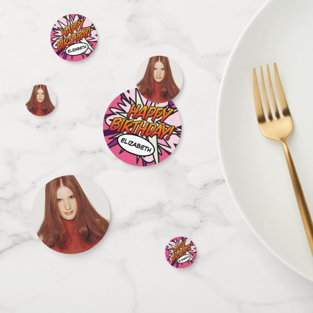 Confeti FELIZ FOTO DE CUMPLEAÑOS Libro de historietas retr (Grupo)