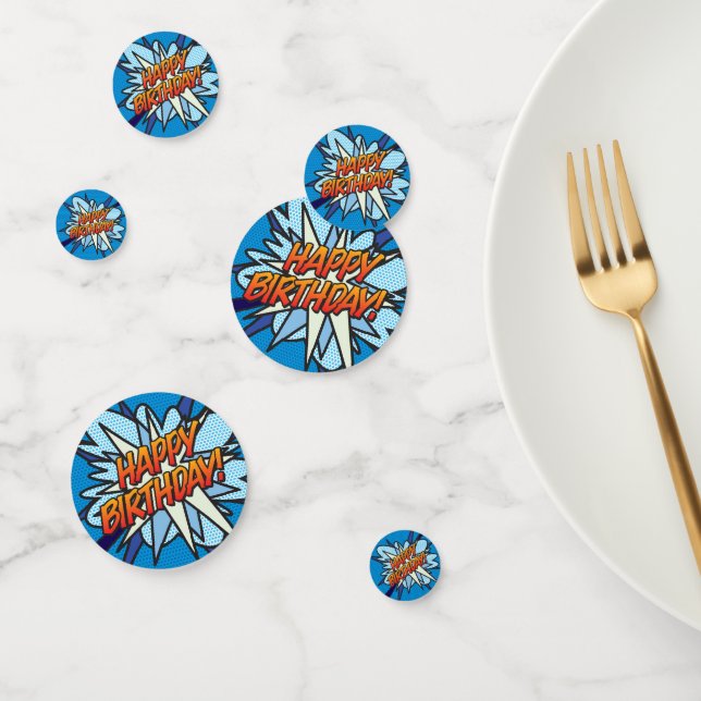 Confeti FELIZ libro de cómics retro de cumpleaños (Grupo)