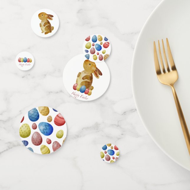 Confeti Feliz Pascua - Colorido Regalo de Mesa de Huevos (Grupo)