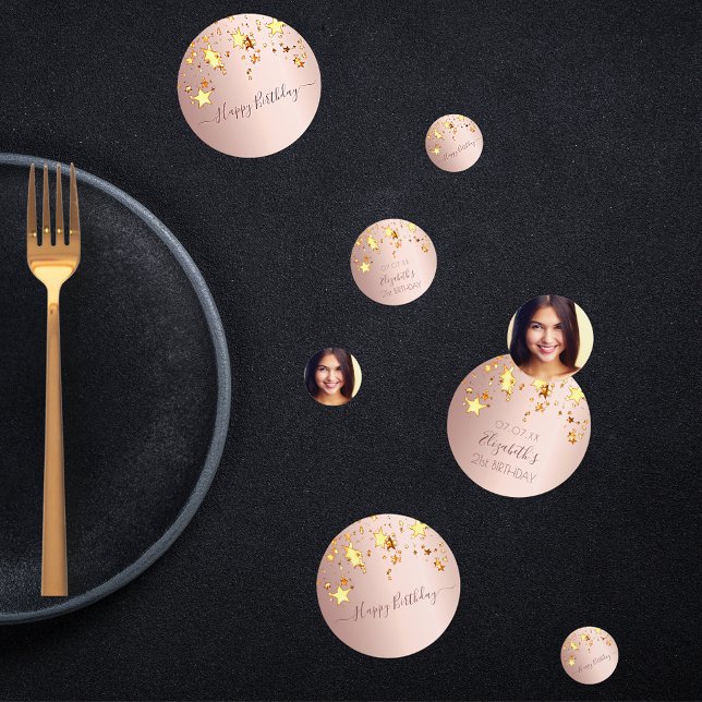 Confeti Festividad de cumpleaños rosa de oro foto estrella (Subido por el creador)