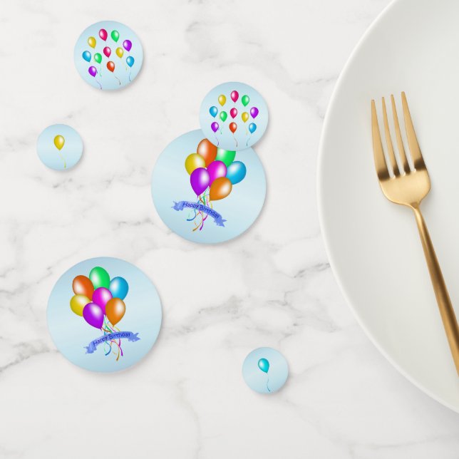 Confeti Festividad Feliz Cumpleaños Globos de múltiples co (Grupo)