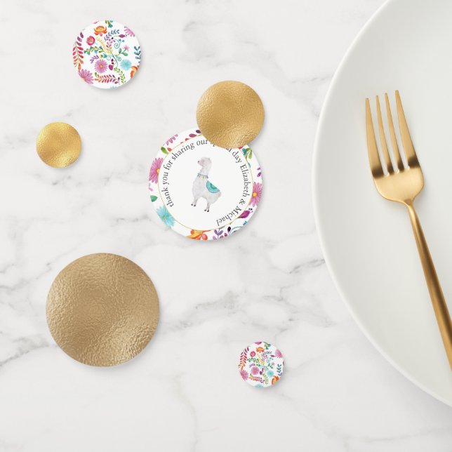 Confeti Fiesta Arte Popular Floral Llama Boda Personalizab (Grupo)