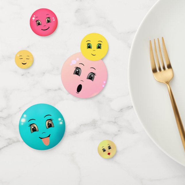 Confeti Fiesta Cute Stylish Emoji Happy Faces (Grupo)