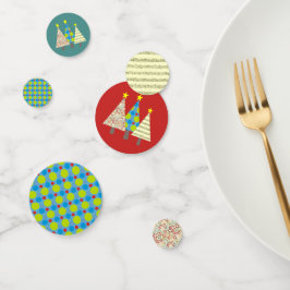 Confeti Fiesta de árbol de Navidad rojo y azul