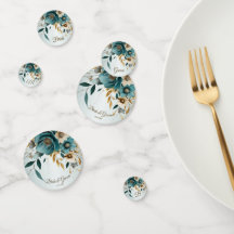 Fiesta de Boda Flores Blancas Turquesa Hojas Dorad