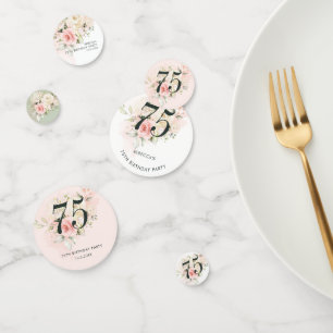 Confeti Fiesta de cumpleaños 75ª rosa rosada del follaje f