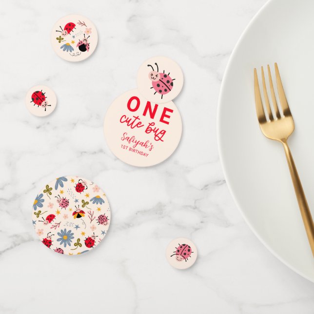 Confeti Fiesta de cumpleaños de Bug Ladybug One Cute (Grupo)