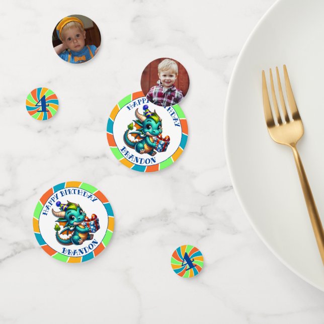 Confeti Fiesta de cumpleaños de niño con tema de dragón (Grupo)