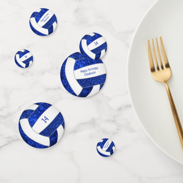 Confeti fiesta de cumpleaños de voleibol blanco azul (Grupo)