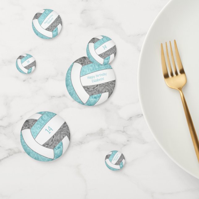 Confeti fiesta de cumpleaños de voleibol femenino gris acu (Grupo)