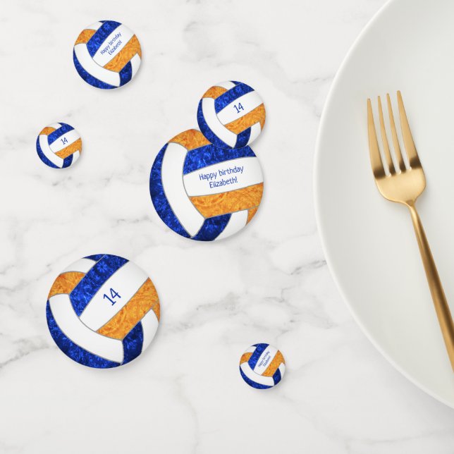 Confeti fiesta de cumpleaños de voleibol femenino naranja  (Grupo)