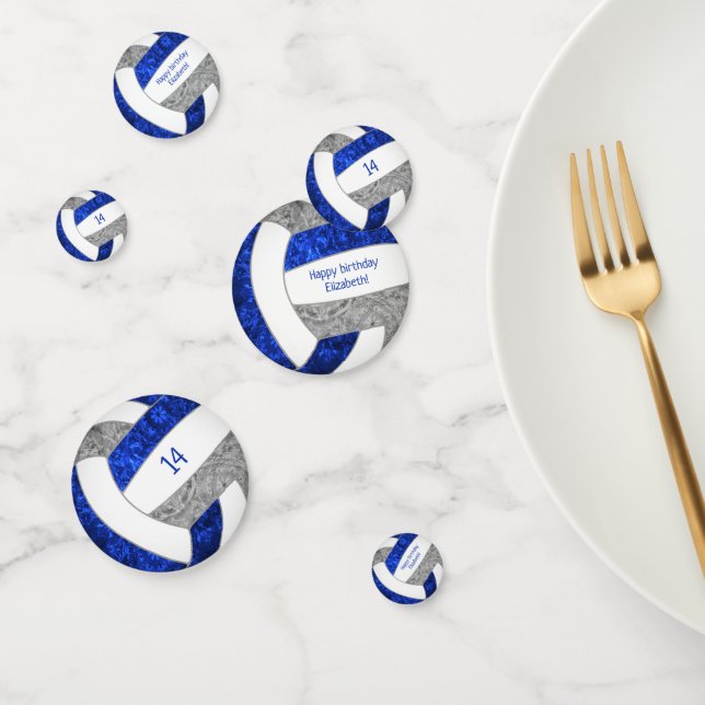 Confeti fiesta de cumpleaños de voleibol gris azul (Grupo)