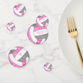 Confeti fiesta de cumpleaños de voleibol gris rosa