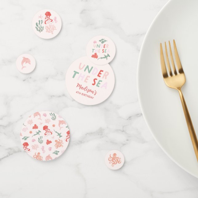 Confeti Fiesta de cumpleaños del Chica Ocean Animals (Grupo)