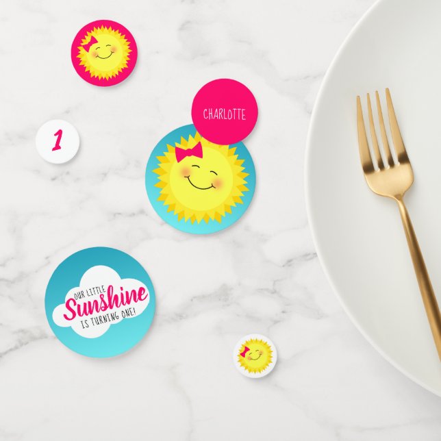 Confeti Fiesta de cumpleaños del sol rosado (Grupo)