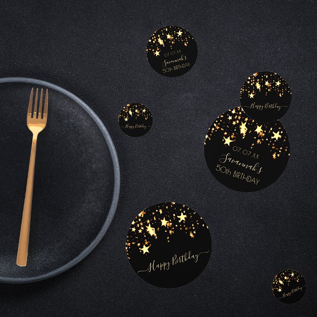 Confeti Fiesta de cumpleaños estrellas de oro negro brilla (Subido por el creador)