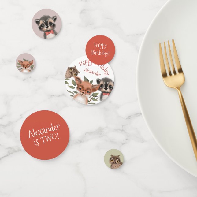 Confeti Fiesta de cumpleaños para animales de Woodland par (Grupo)