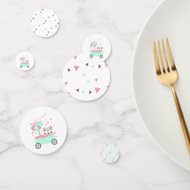 Confeti Fiesta de cumpleaños rosado dulce con crema de hie (Grupo)