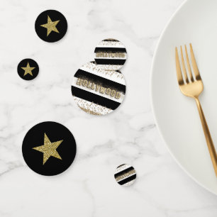 Confeti Fiesta de Estrellas con Brillo Dorado y Negro de H