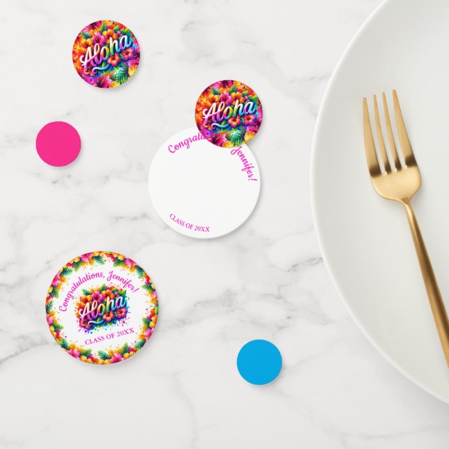 Confeti Fiesta de Graduación con Foto Tropical Aloha (Grupo)