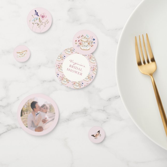 Confeti Fiesta de té rosa ducha de novia (Grupo)