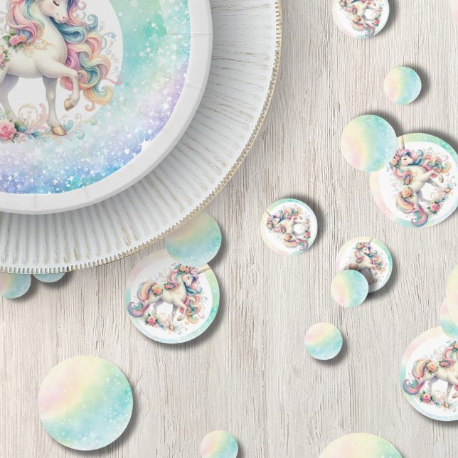 Confeti Fiesta de Unicornio del Radiante Arcoiris Pastel P (Rainbow Radiant Pastel Unicorn Party Confetti)