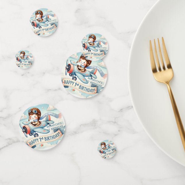 Confeti Fiesta del primer cumpleaños de Airplane Boy (Grupo)