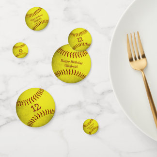 Confeti fiesta deportivo de chicas con temática de softbal